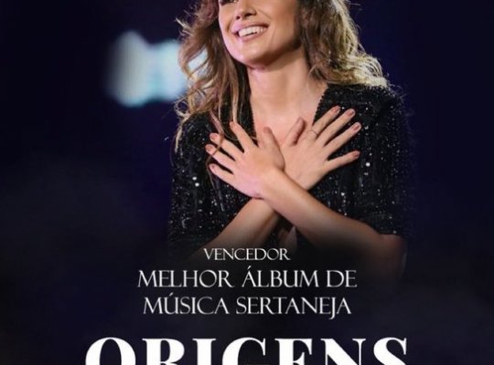 Paula Fernandes vence o Grammy Latino na categoria de Melhor Álbum de Música Sertaneja com o álbum Origens
