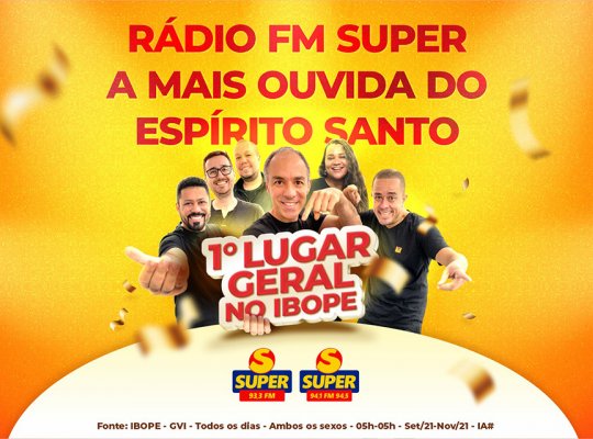 A FM Super é a rádio mais ouvida do Espírito Santo, segundo o IBOPE