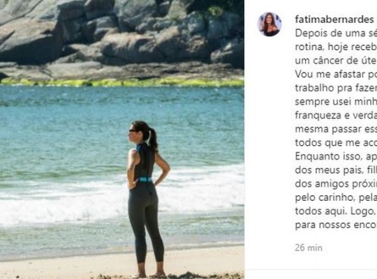 Fátima Bernardes descobre câncer no útero e tranquiliza fãs: Estou bem